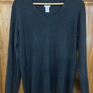 Chico's Charcoal Knit V-Neck Sweater